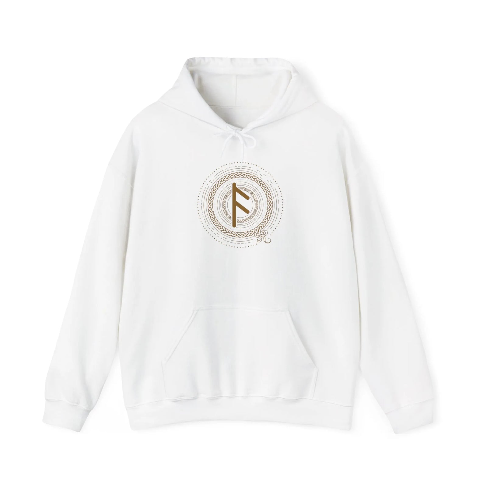 Ansuz Divine Speech Rune Hoodie - Heavyweight Fleece Pullover - Unisex White