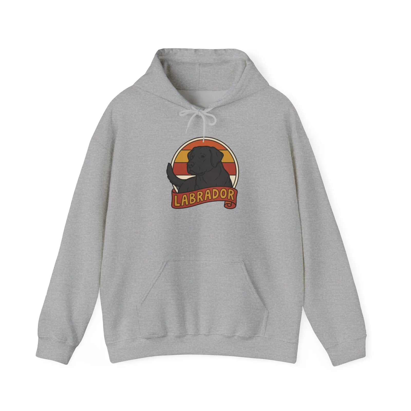 Labrador Retro 70s Sunset Breed Hoodie - Cozy Cotton Blend Pullover - Unisex White