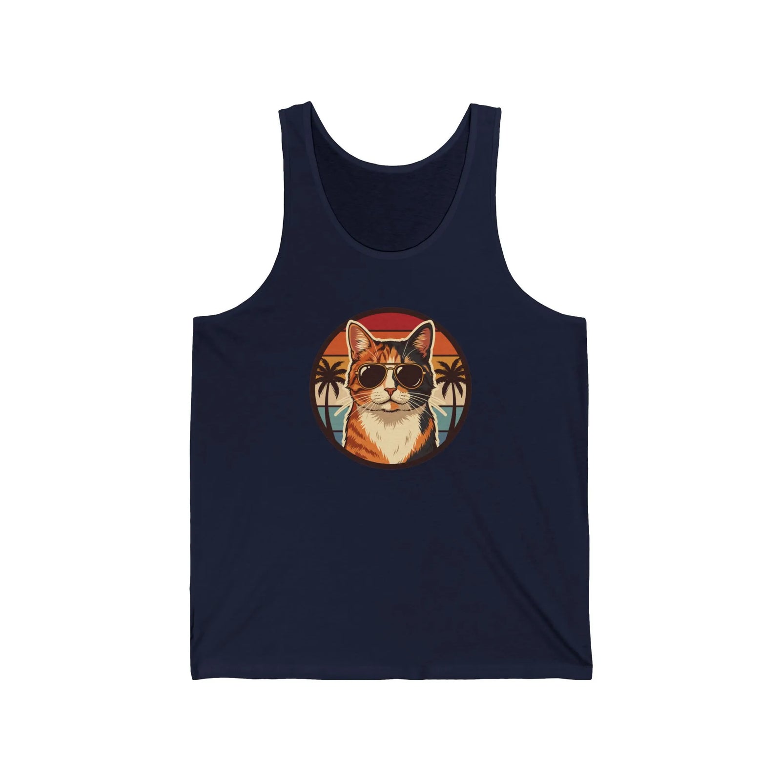 Calico Cat Aviator Sunset Tank Top - Lightweight Jersey Retail Fit - Unisex Athletic Heather