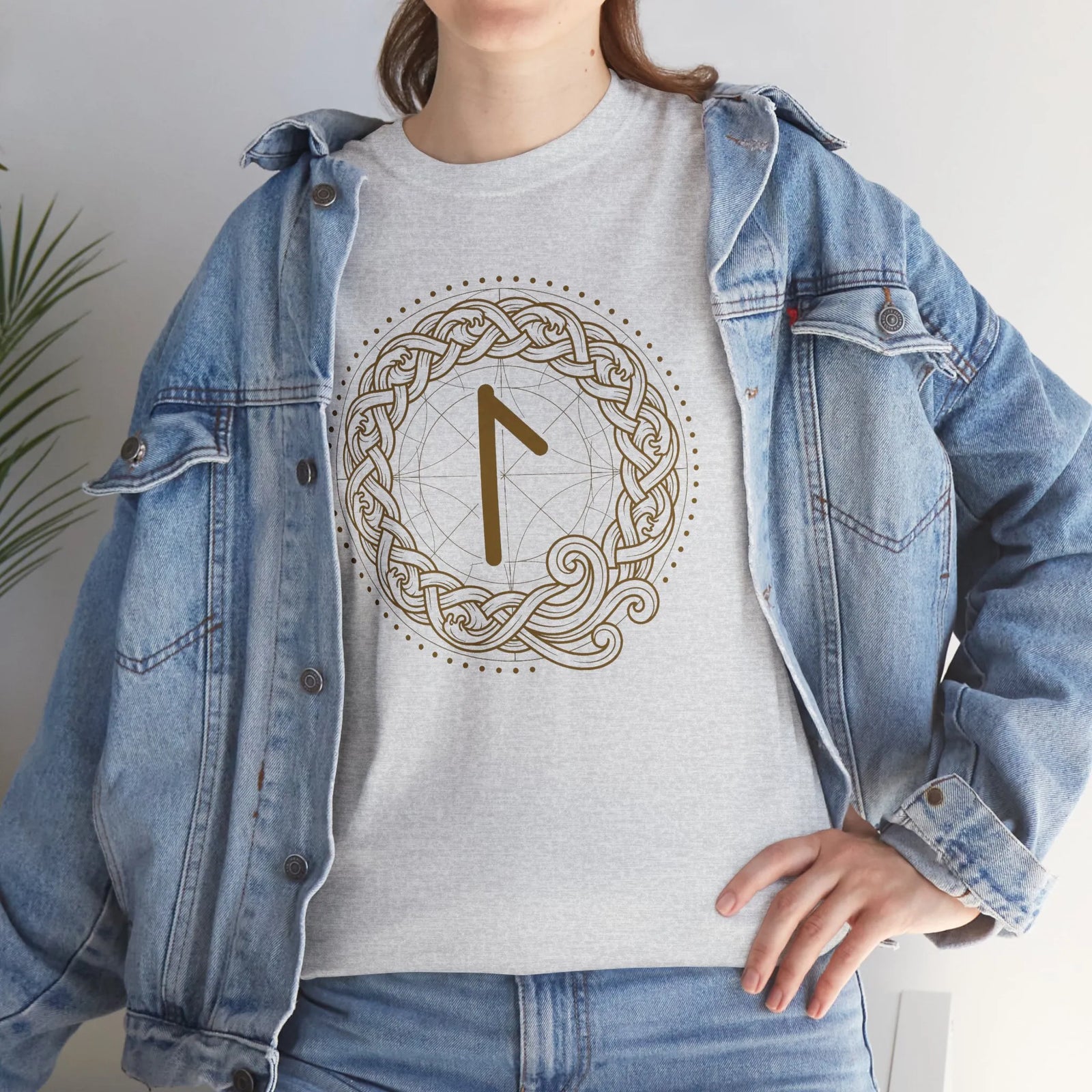 Laguz Rune Norse Knotwork T-Shirt - Heavy Cotton Classic Fit Tee - Unisex White