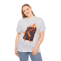 Kenaz Rune Torch Flame T-Shirt - Heavy Cotton Classic Fit Tee - Unisex White
