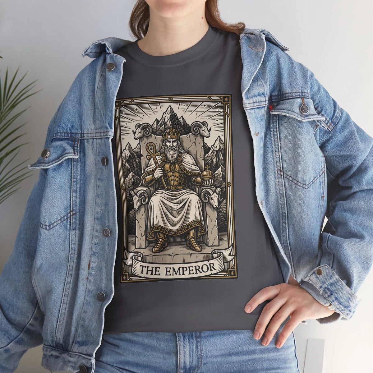 The Emperor Tarot Card T-Shirt - Heavy Cotton Classic Fit - Unisex White
