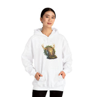 Elhaz Protection Rune Antler Hoodie - Heavy Blend Cotton Blend Pullover - Unisex White