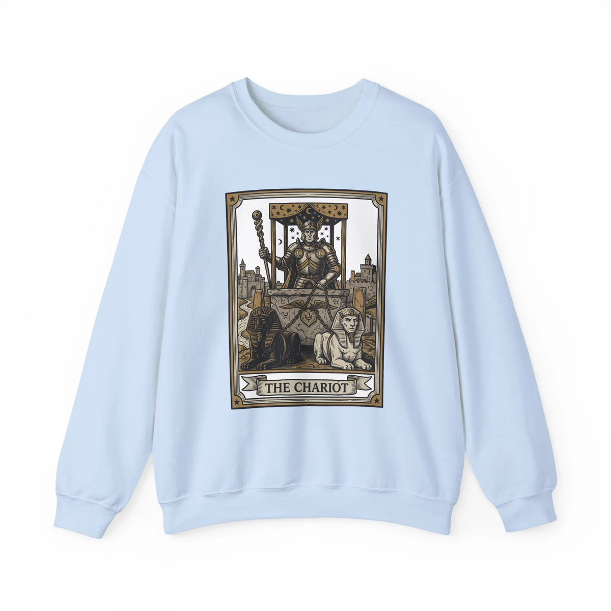 The Chariot Tarot Card Sweatshirt - Heavy Blend Cotton-Poly Crewneck - Unisex White