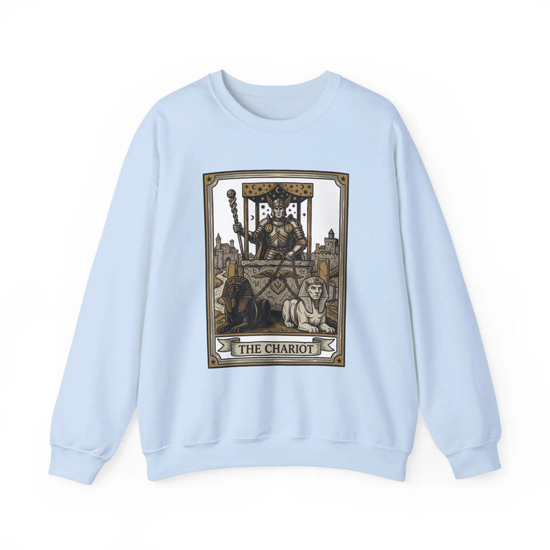 The Chariot Tarot Card Sweatshirt - Heavy Blend Cotton-Poly Crewneck - Unisex White