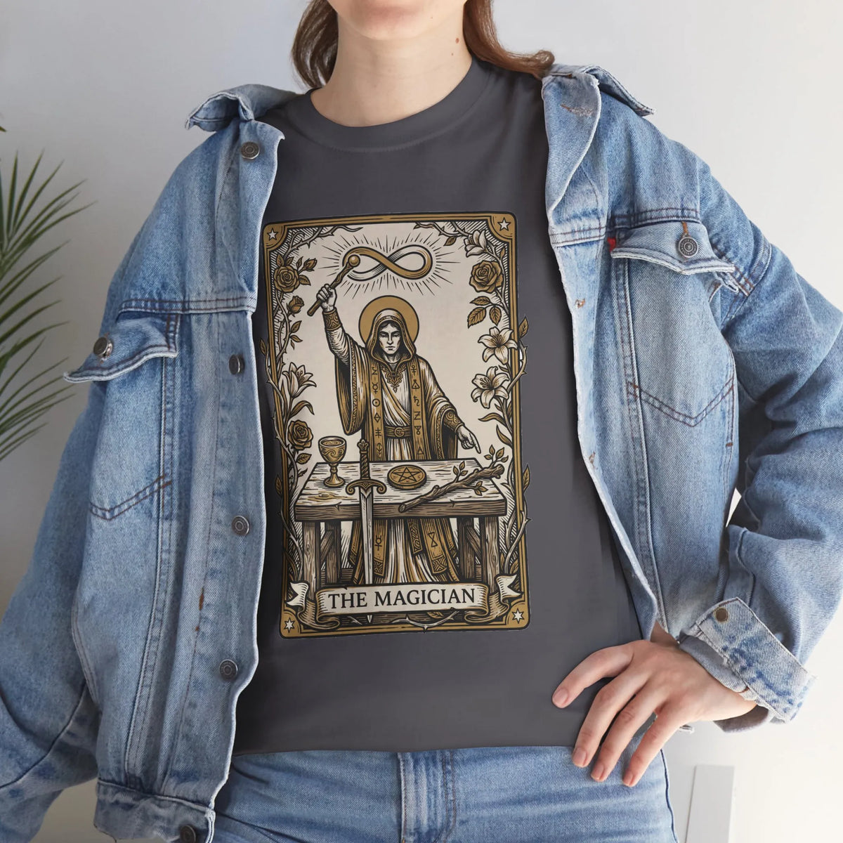 The Magician Tarot Card T-Shirt - Heavyweight 100% Cotton Classic Tee - Unisex White