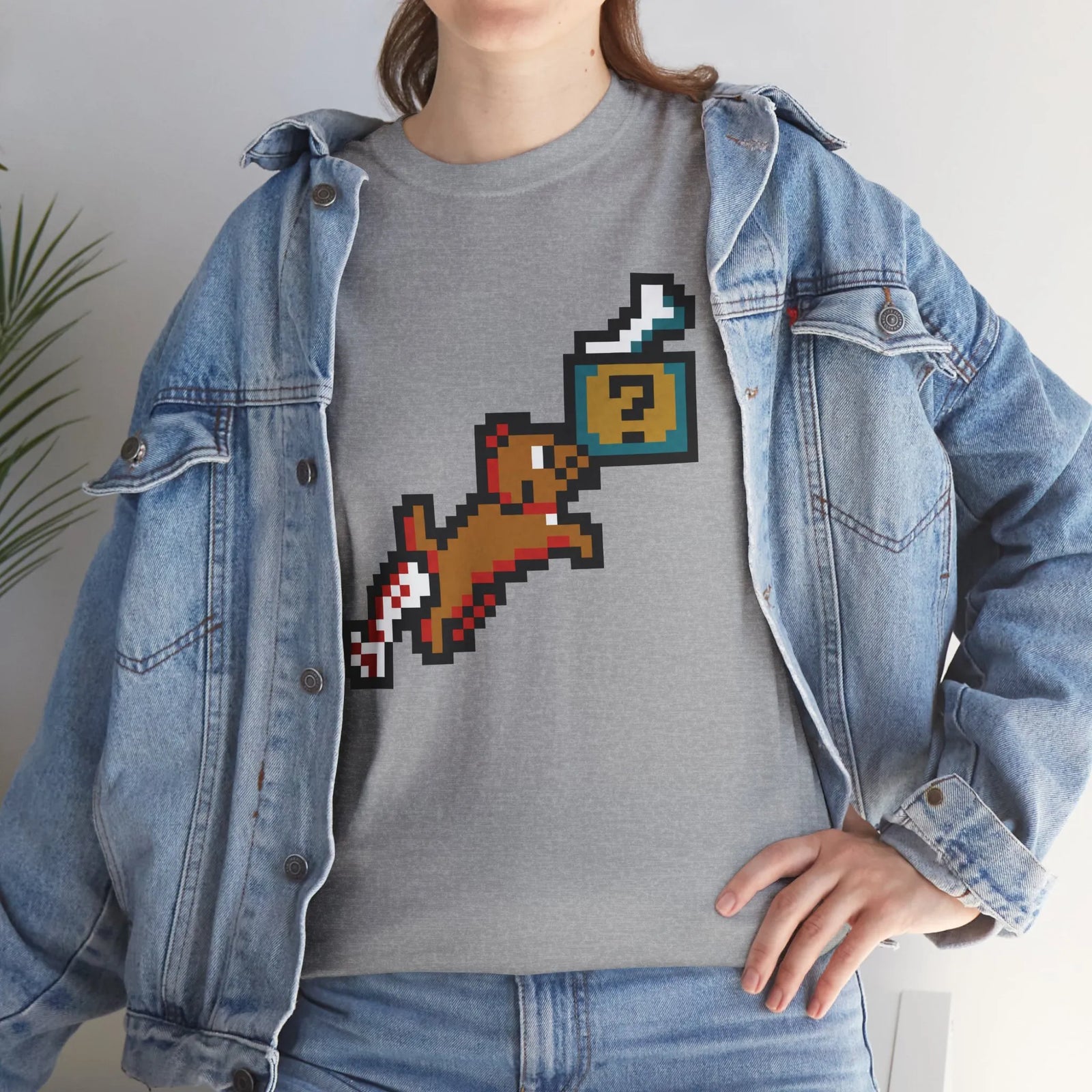 8-Bit Pixel Gaming Dogs T-Shirt - Heavy Cotton Classic Fit Tee - Unisex White