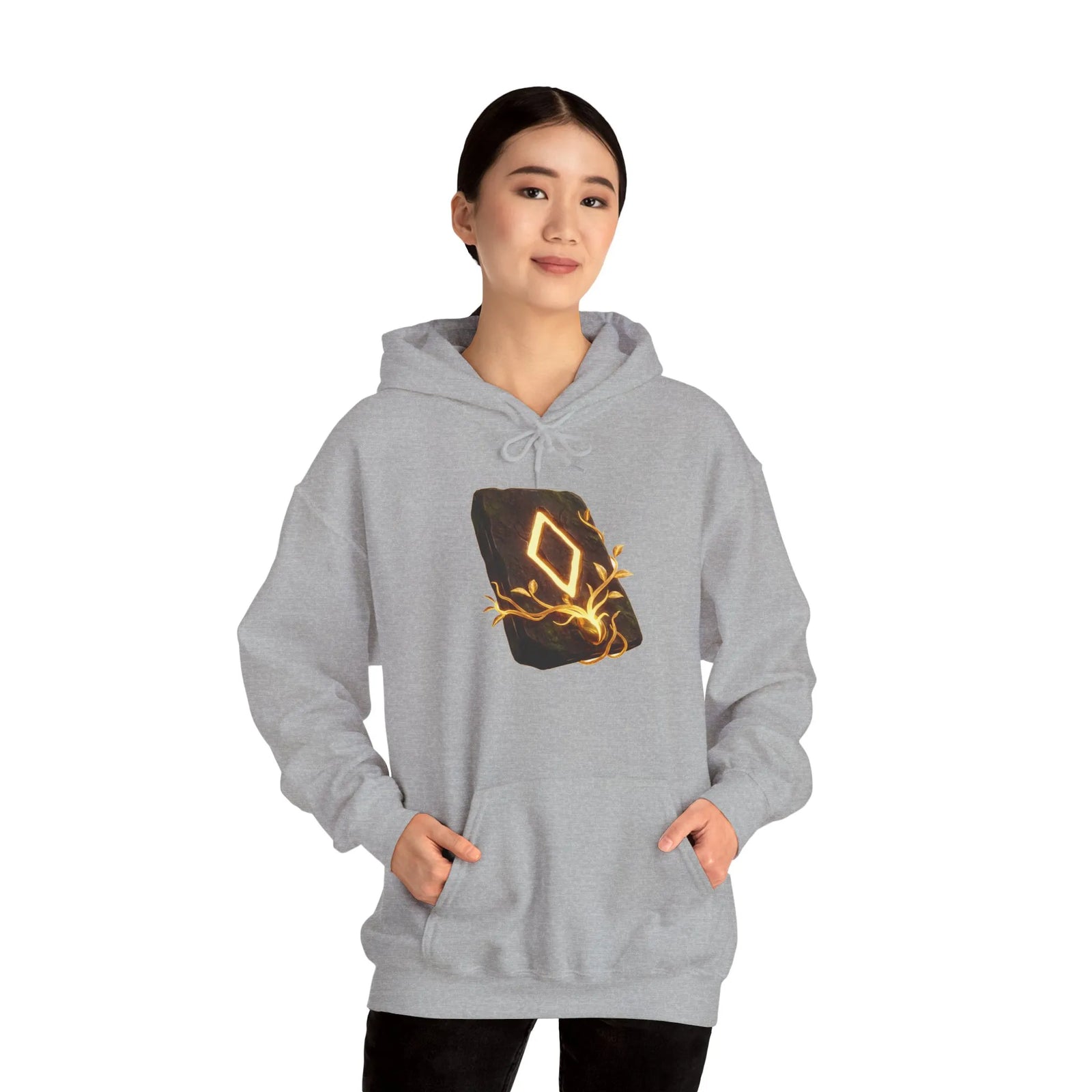 Ingwaz Runic Seed Hoodie - Warm Cotton Blend Pullover - Unisex White