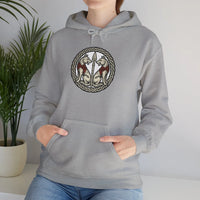 Geri and Freki Odin's Wolves Hoodie - Heavy Blend Cotton Blend Pullover - Unisex White