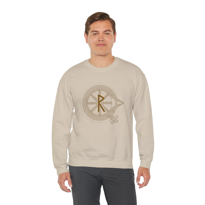 Raido Rune Journey Sweatshirt - Heavy Blend Fleece Crewneck - Unisex White