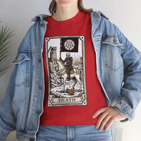 Death Tarot Card Knight Graphic T-Shirt - Heavyweight 100% Cotton Classic Fit Tee - Unisex White