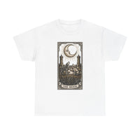 Moonlight Wolves Tarot Graphic T-Shirt - Heavy Cotton Classic Fit Crewneck - Unisex White