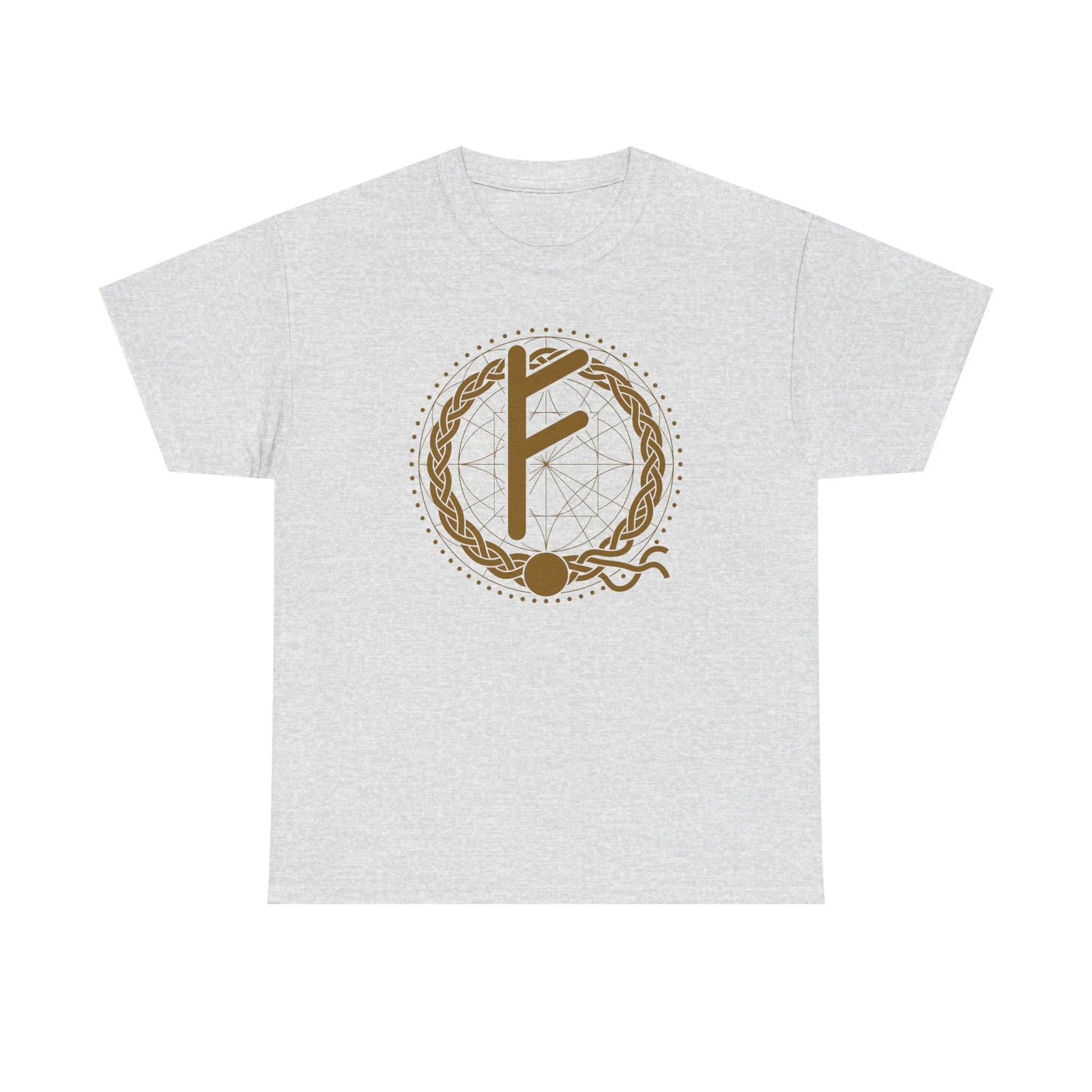 Norse Fehu Rune Graphic T-Shirt - Heavy Cotton Classic Fit Tee - Unisex White