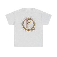 Norse Fehu Rune Graphic T-Shirt - Heavy Cotton Classic Fit Tee - Unisex White