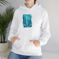 Laguz Water Rune Graphic Hoodie - Soft Fleece Blend Pullover - Unisex White