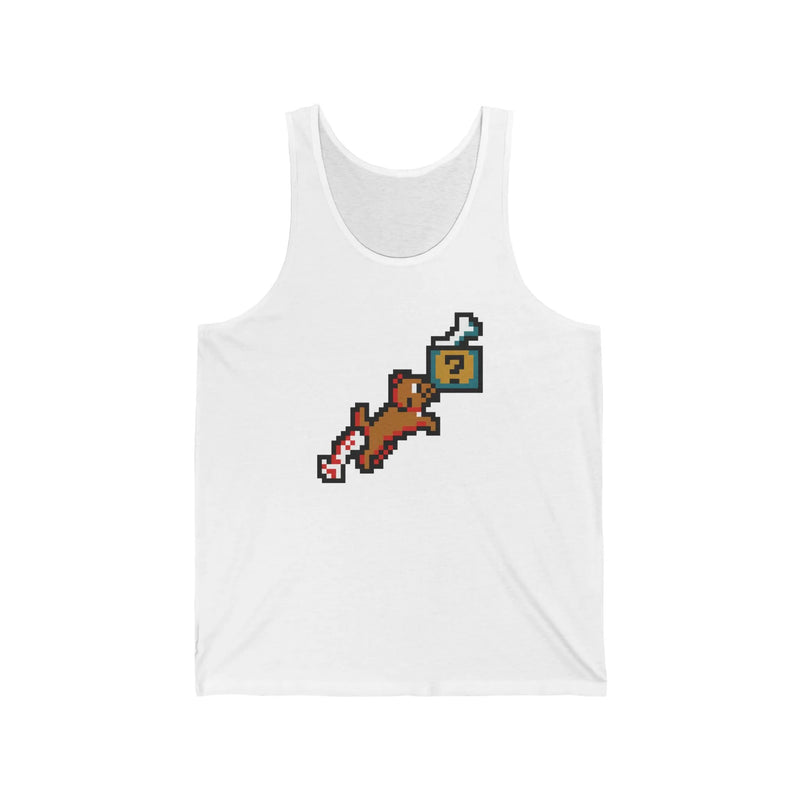 Fetch Quest 8-Bit Pixel Dog Tank Top - Lightweight Retail Fit Jersey - Unisex White
