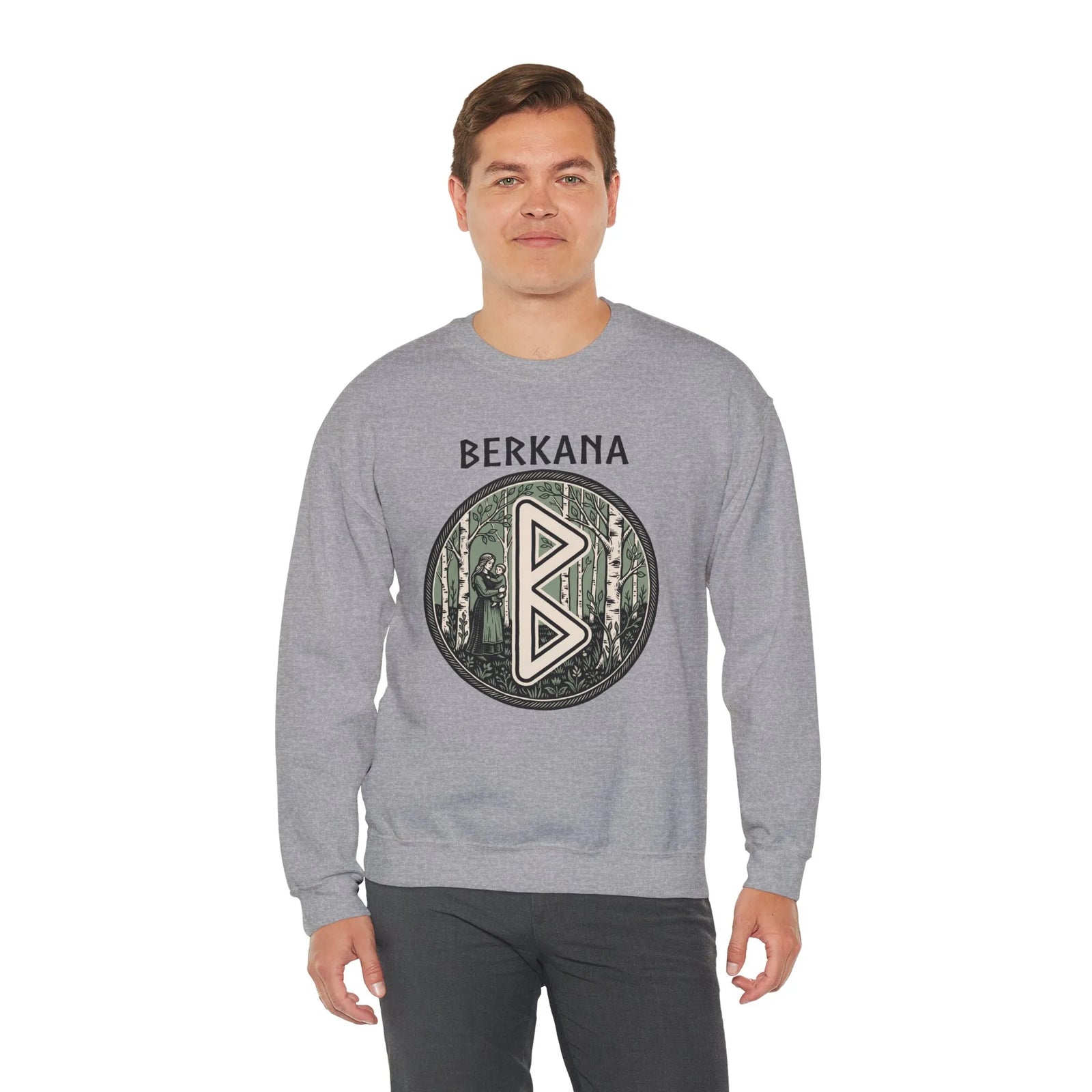 Berkana Rune Earth Mother Sweatshirt - Heavy Blend Cotton-Poly Crewneck - Unisex White