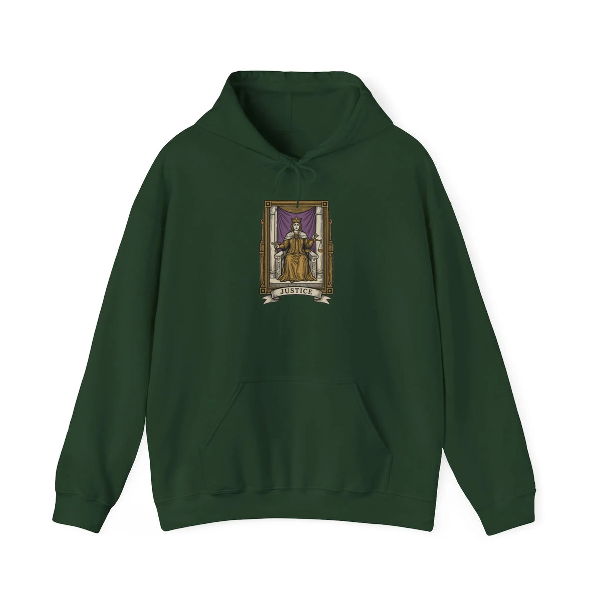 Justice Tarot Card Hoodie - Heavyweight Cotton Blend Pullover - Unisex White