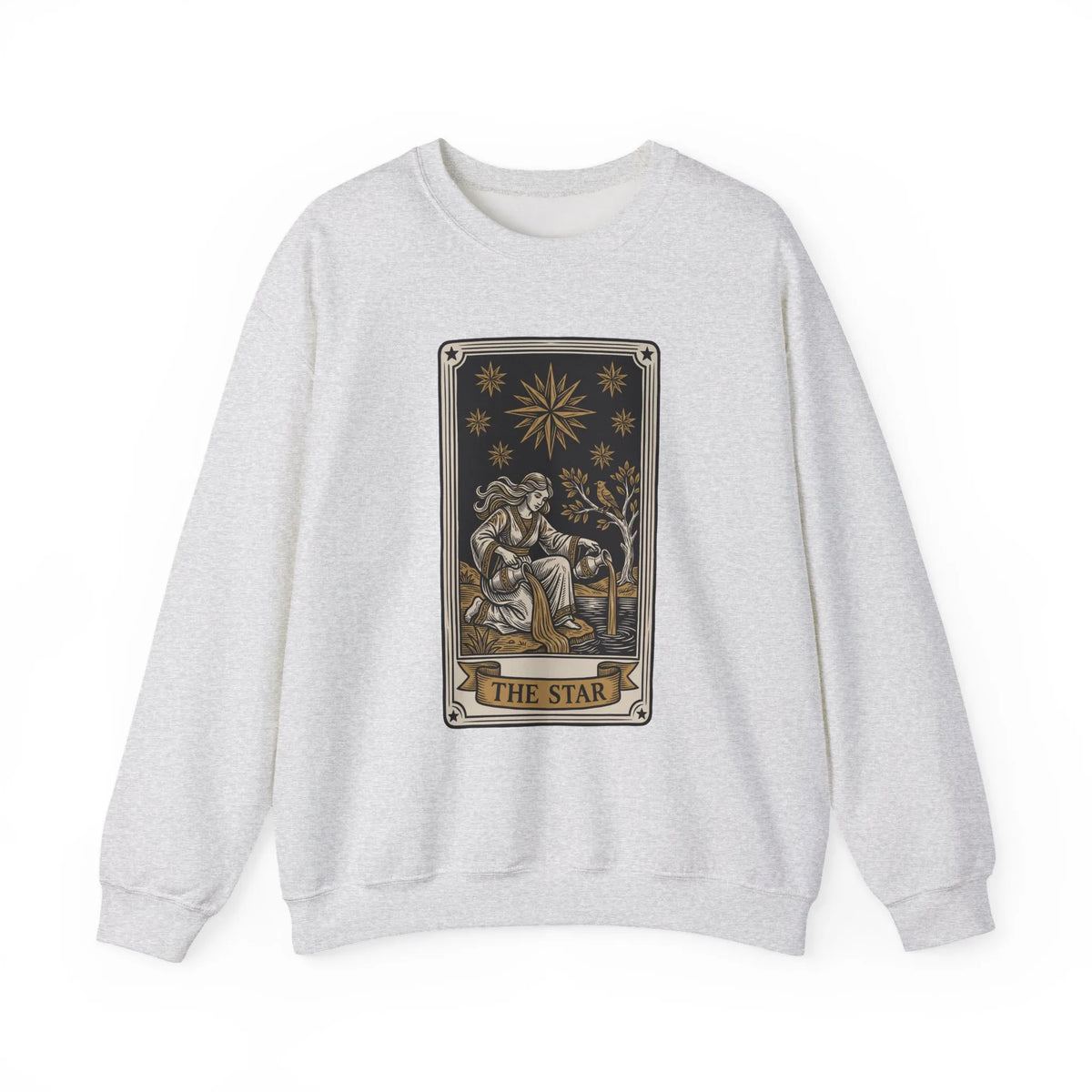 The Star Tarot Card Sweatshirt - 50/50 Cotton Polyester Crewneck - Unisex White