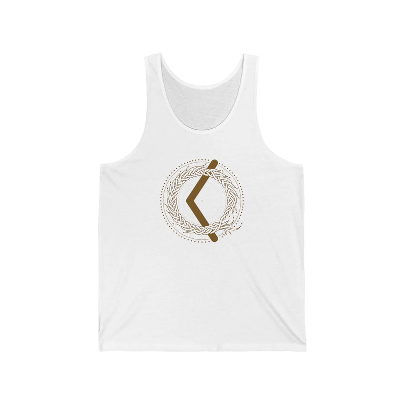Kenaz Creative Fire Rune Tank Top - Soft Ringspun Cotton Retail Fit - Unisex White