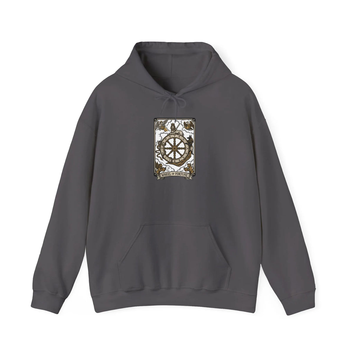 Wheel of Fortune Tarot Card Hoodie - Soft Fleece Blend Pullover - Unisex Off White
