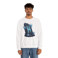 Hagalaz Rune Stone Graphic Sweatshirt - Heavy Blend Fleece Crewneck - Unisex White