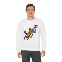 8-Bit Pixel Gaming Cats Sweatshirt - Heavy Blend Fleece Crewneck - Unisex White