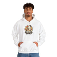 Siberian Husky Retro 70s Sunset Hoodie - Medium-Heavy Fleece Pullover - Unisex Ash