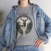 Elhaz Protection Rune Elk Graphic T-Shirt - Heavy Cotton Classic Fit Tee - Unisex White