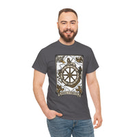 Wheel of Fortune Tarot Graphic T-Shirt - Heavyweight Cotton Classic Fit - Unisex White