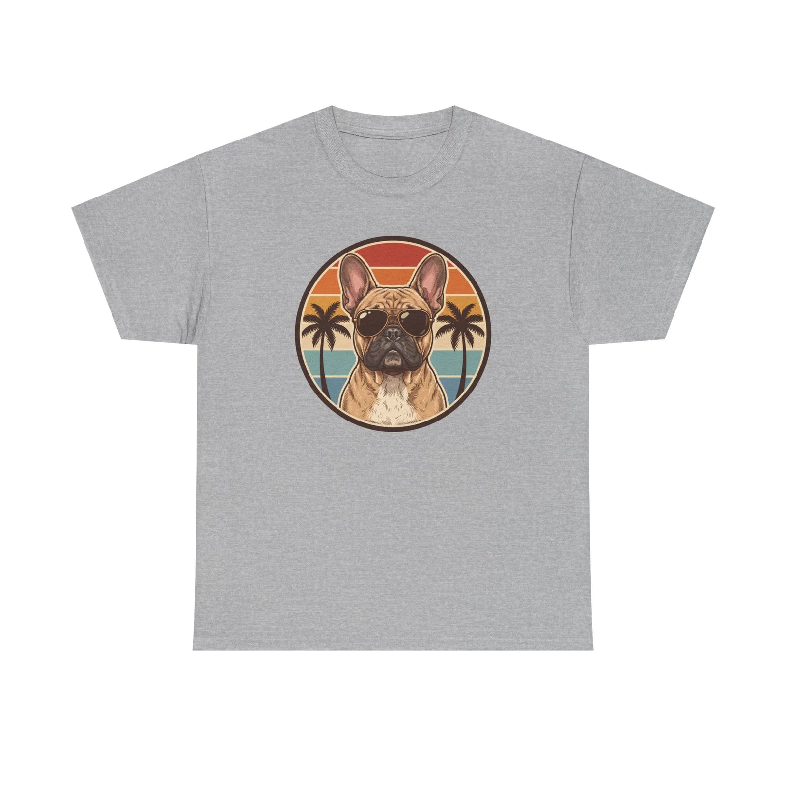 French Bulldog Sunset Aviator T-Shirt - Heavy Cotton Classic Fit Tee - Unisex White