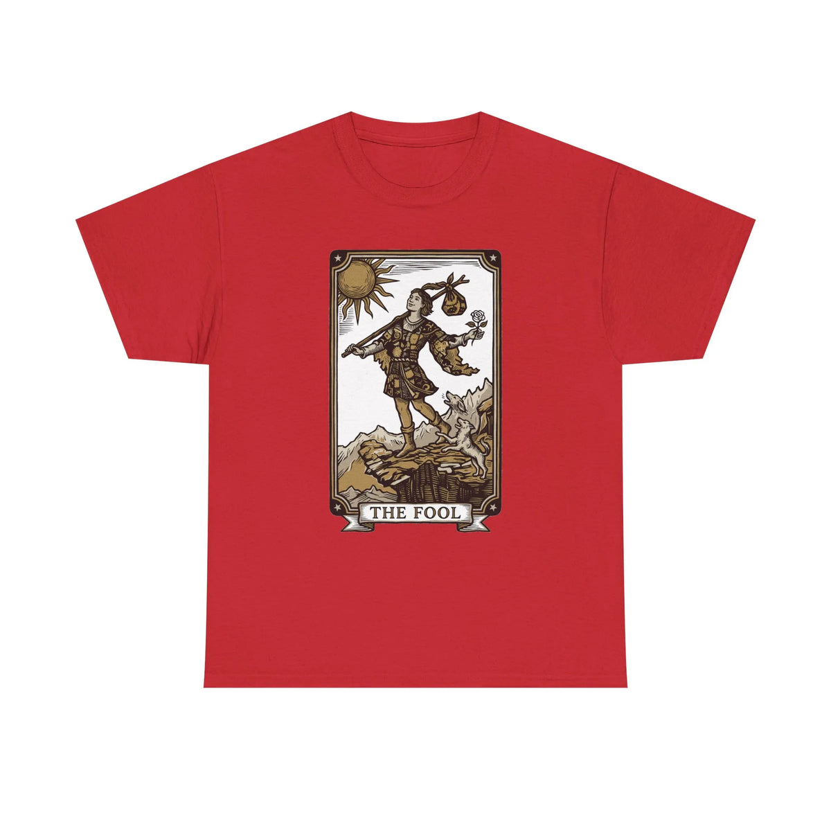The Fool Tarot Card Graphic T-Shirt - Heavy Cotton Classic Fit Tee - Unisex White