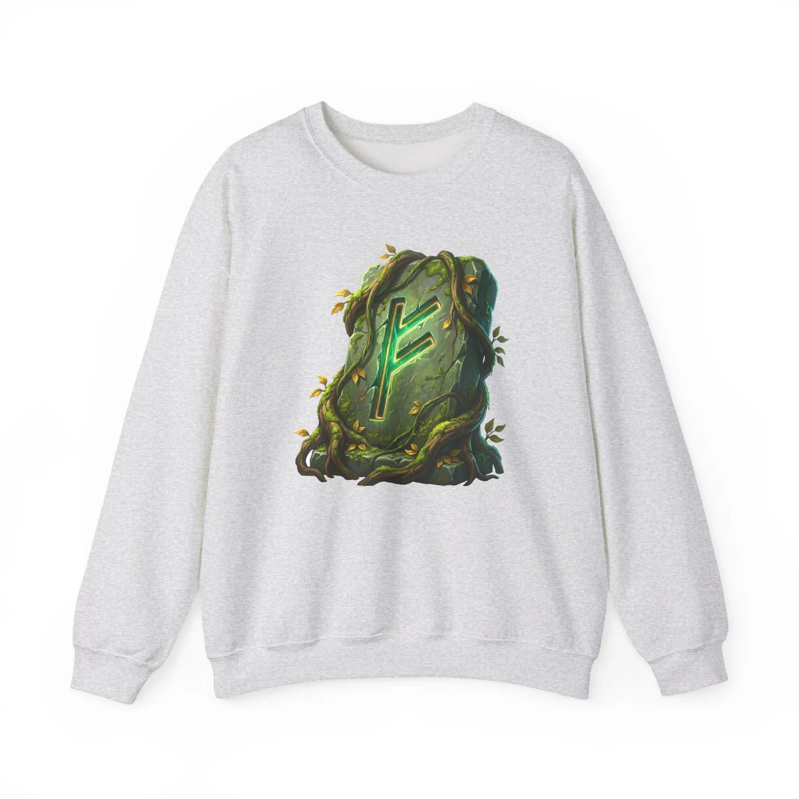 Fehu Wealth Rune Sweatshirt - Heavy Blend Fleece Crewneck - Unisex White