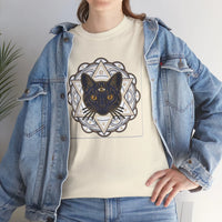 Third Eye Sacred Geometry Alchemist Cats T-Shirt - Heavy Cotton Classic Fit - Unisex White
