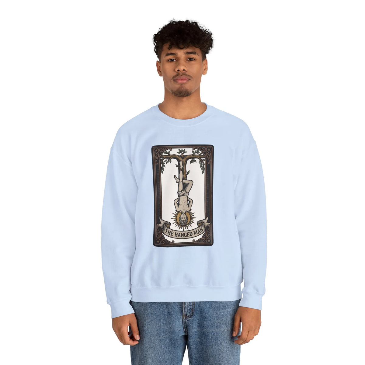 The Hanged Man Tarot Card Sweatshirt - Soft Fleece Classic Fit Crewneck - Unisex Off White