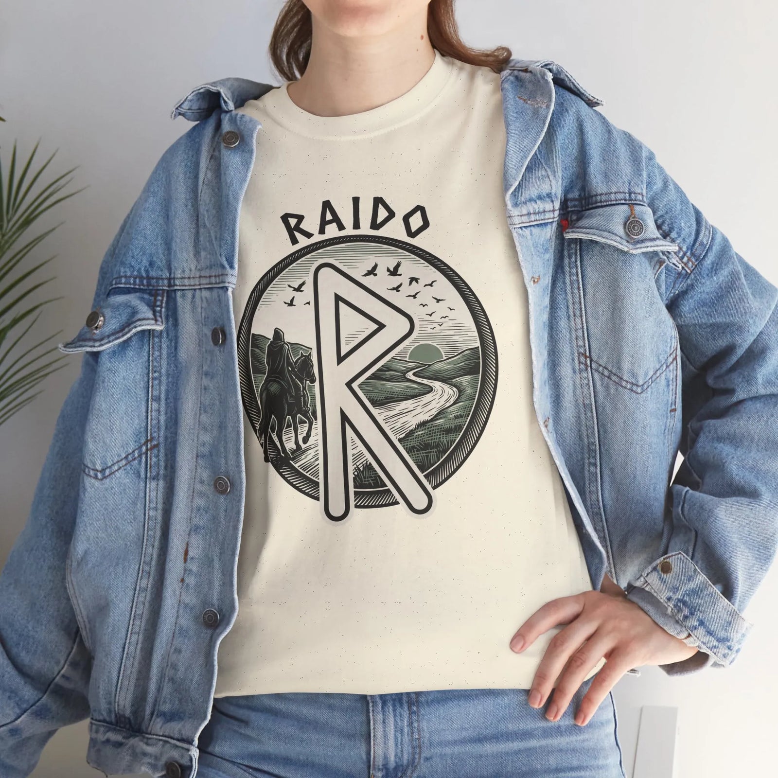 Raido Journey Rune Graphic T-Shirt - Heavy Cotton Classic Fit Tee - Unisex White