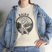 Raido Journey Rune Graphic T-Shirt - Heavy Cotton Classic Fit Tee - Unisex White