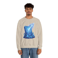 Tiwaz Rune Sword Graphic Sweatshirt - Heavy Blend Crewneck Fit - Unisex White