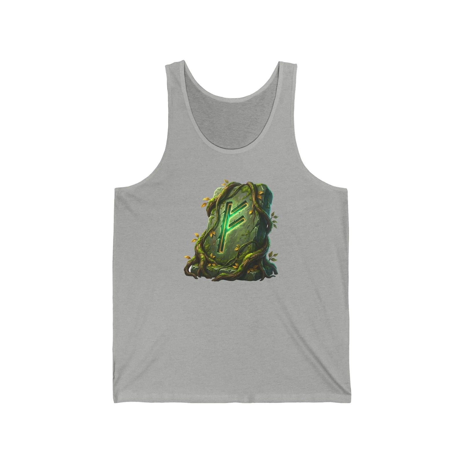 Fehu Rune Wealth Symbol Tank Top - Lightweight Cotton Jersey Retail Fit - Unisex White