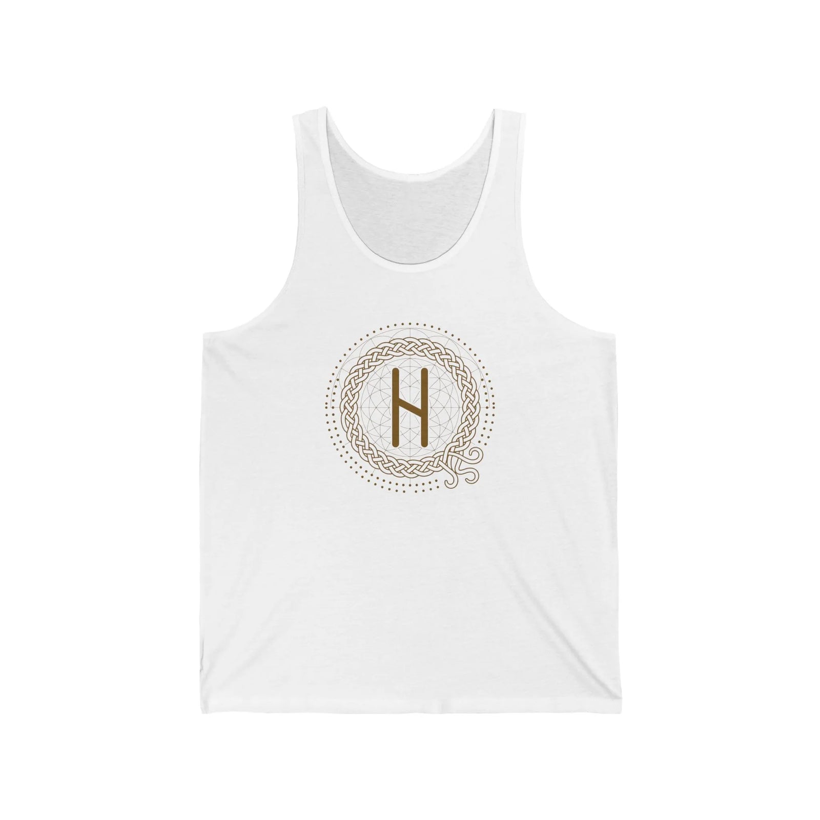 ᚺ Hagalaz Rune Graphic Tank Top - Lightweight Cotton Jersey Fit - Unisex White