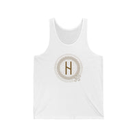 ᚺ Hagalaz Rune Graphic Tank Top - Lightweight Cotton Jersey Fit - Unisex White