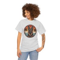 German Shepherd 70s Sunset Aviators T-Shirt - Heavy Cotton Classic Fit Tee - Unisex White