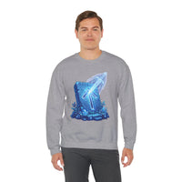 Tiwaz Rune Sword Graphic Sweatshirt - Heavy Blend Crewneck Fit - Unisex White