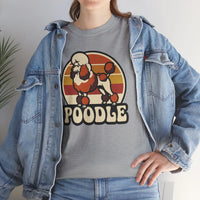 Poodle Retro 70s Sunset T-Shirt - Heavy Cotton Classic Fit Tee - Unisex White