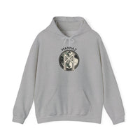 Mannaz Rune Symbol Graphic Hoodie - Heavy Blend Fleece Pullover - Unisex White
