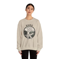 Raido Rune Journey Sweatshirt - Heavy Blend Classic Fit Crewneck - Unisex White