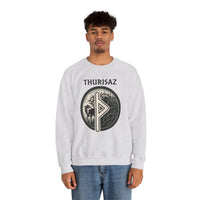 Norse Thurisaz Rune Wolf Sweatshirt - Heavy Blend Fleece Crewneck - Unisex Off White