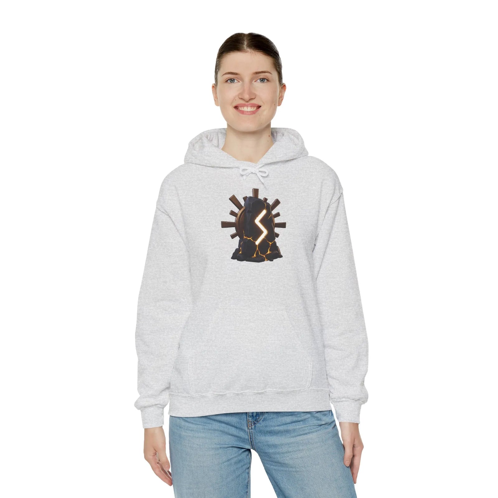 Sowulo Rune Sun Ray Hoodie - Heavy Blend Fleece Pullover - Unisex White