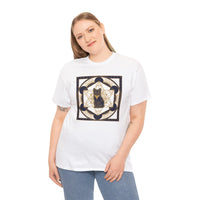 Metatron's Cat Sacred Geometry T-Shirt - Heavyweight Cotton Classic Fit Tee - Unisex White
