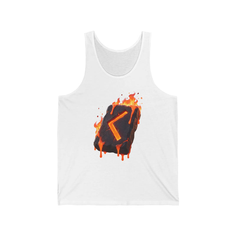 Kenaz Rune Torch Fire Tank Top - Lightweight Ringspun Cotton Retail Fit - Unisex Athletic Heather